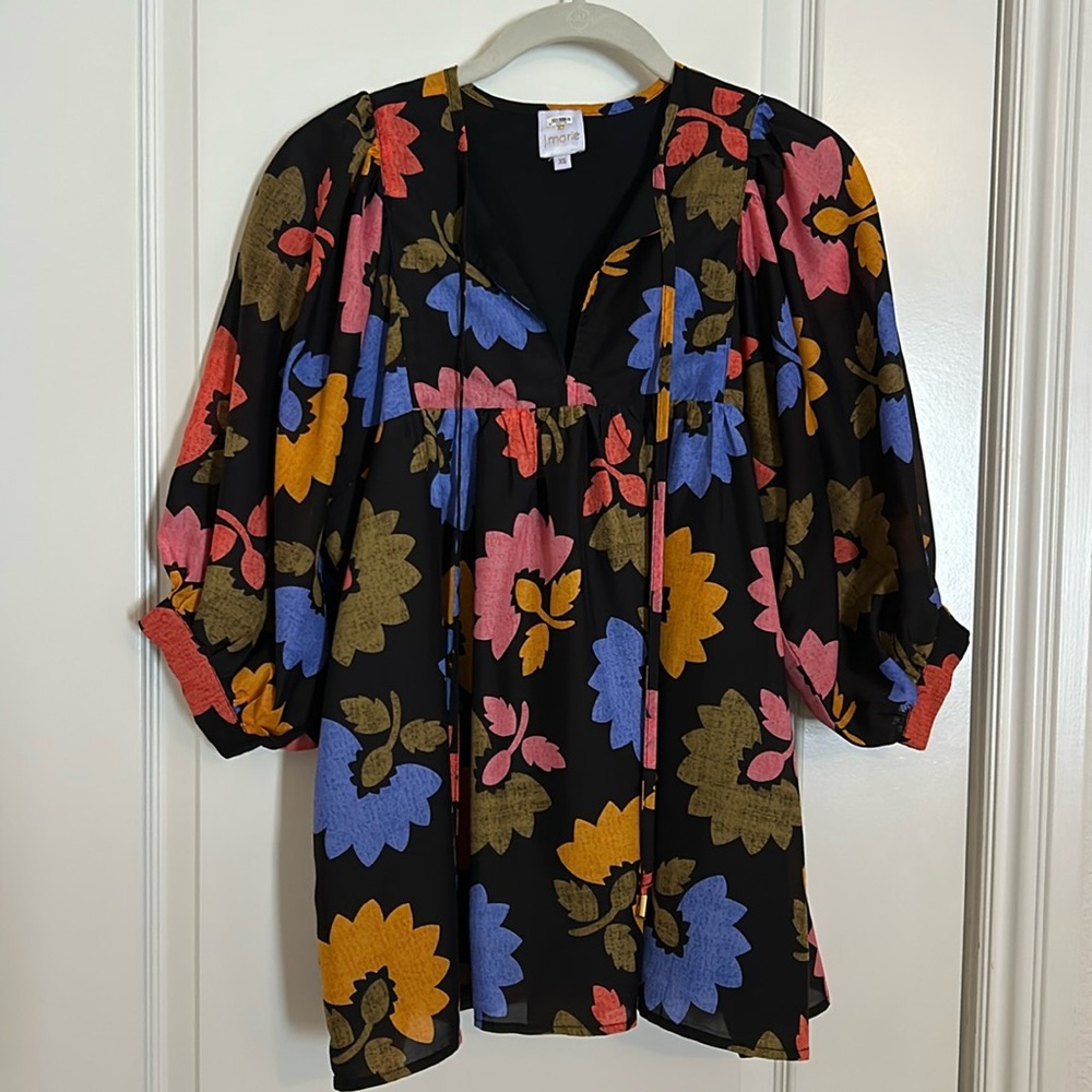 Black floral swing top by J Marie